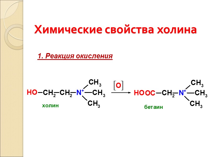 Химические свойства холина 1. Реакция окисления